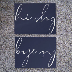 Paillasson Salut Au revoir Élégant Calligraphie Script Bleu m