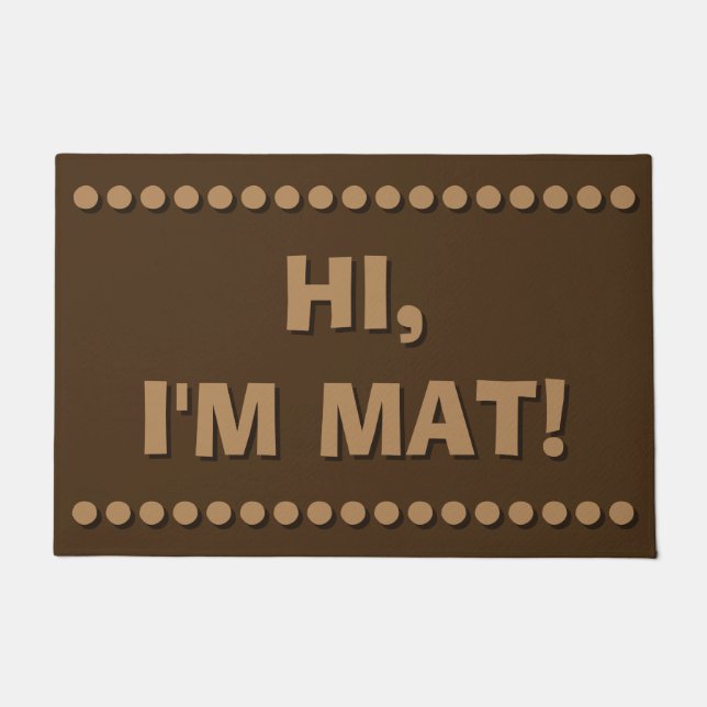Paillasson Salut, je suis Mat ! - Mat de porte amusant (Devant)