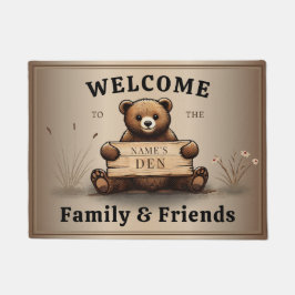 Paillasson Salutation d'ours avec plaque nominative personnal