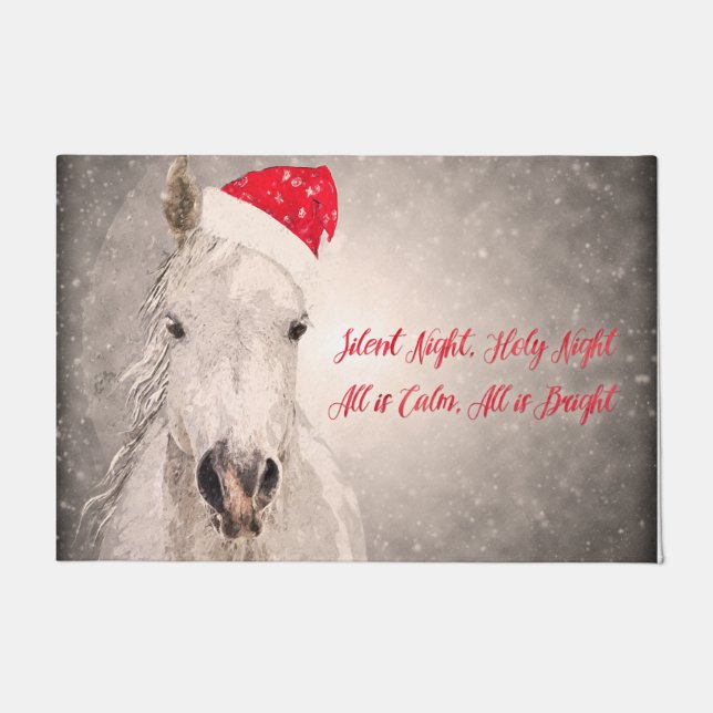 Paillasson Salutations de vacances de cheval de Noël (Devant)