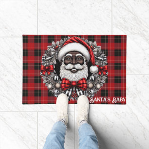 Paillasson Santa Claus afro-américain rouge et noir
