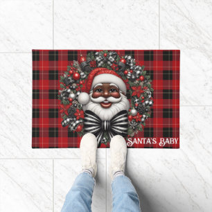 Paillasson Santa Claus afro-américain rouge et noir