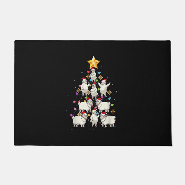Paillasson Santa Sheep Christmas Tree Lights Funny Sheep Veni (Devant)