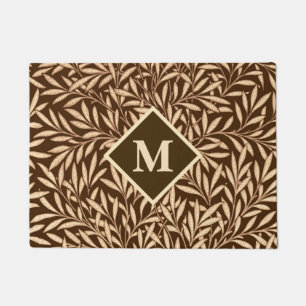 Paillasson Saule de Nouveau d'art avec le monogramme, le brun