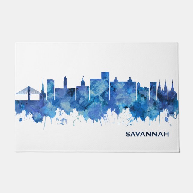 Paillasson Savannah Georgia Skyline Blue (Devant)
