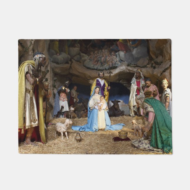 Paillasson Scène de la Nativité de Noël antique (Devant)