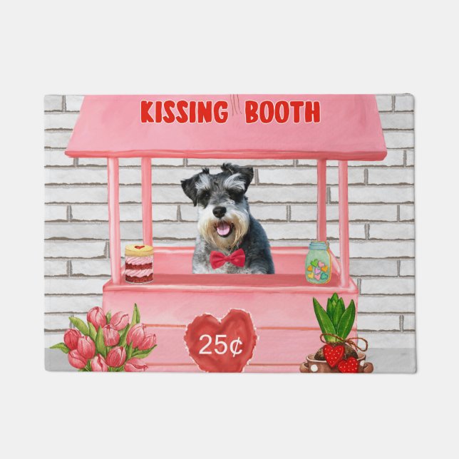 Paillasson Schnauzer Chien Valentine's Day Kissing Booth (Devant)