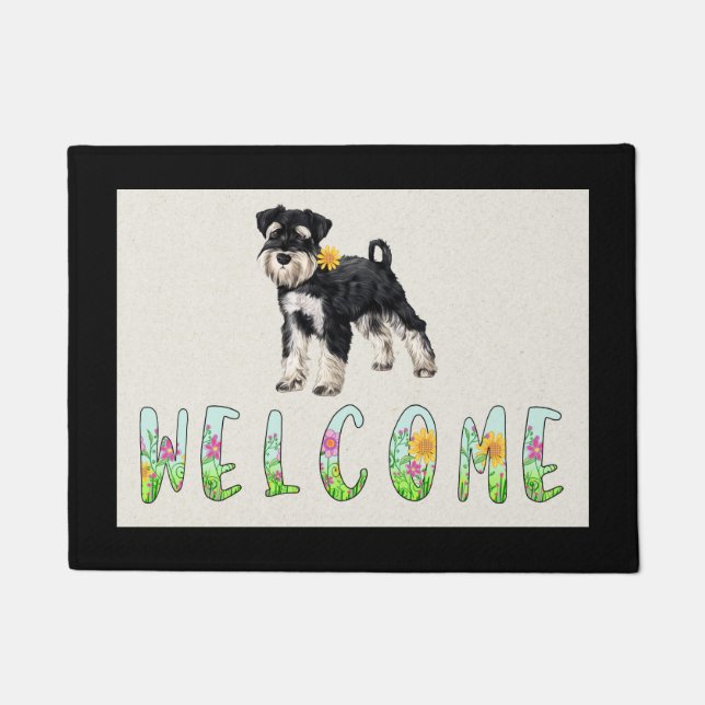 Paillasson Schnauzer porte florale Mat (Devant)
