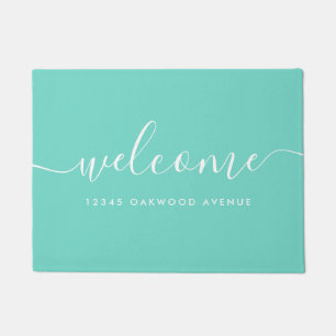 Paillasson Script de calligraphie moderne Bienvenue Adresse d