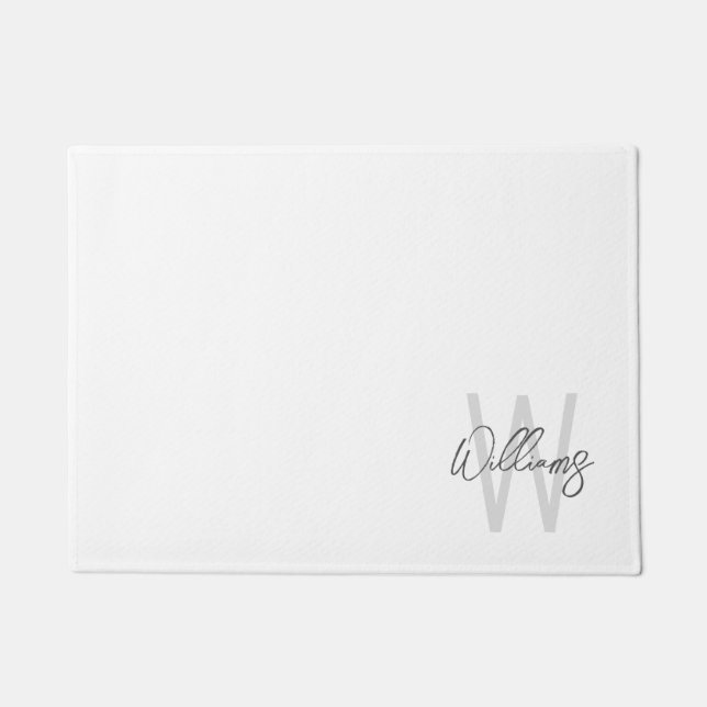 Paillasson Script moderne Monogramme personnalisé et nom (Devant)