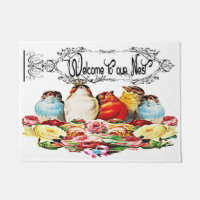 Shabby Chic Vintage Birds Bienvenue à notre nid