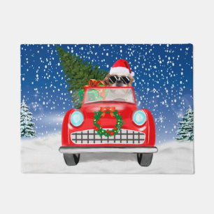 Paillasson Shih Tzu Chien Voiture De Conduite En Neige Noël