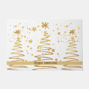 Paillasson Shimmery moderne design or arbre de Noël blanc