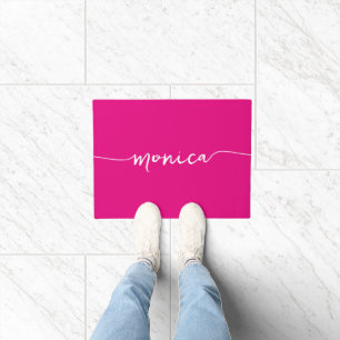 Paillasson Signature moderne avec Swashes Nom Hot Pink
