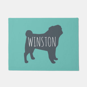 Paillasson Silhouette Carlin Gris et Turquoises personnalis