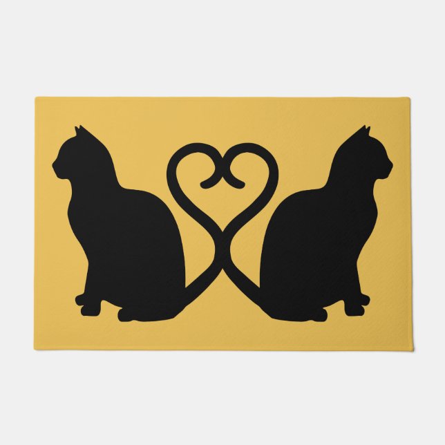Paillasson Silhouette Coeur Deux Chats (Devant)