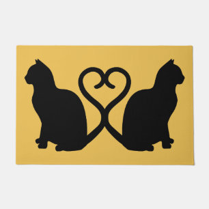 Paillasson Silhouette de coeur de deux chats