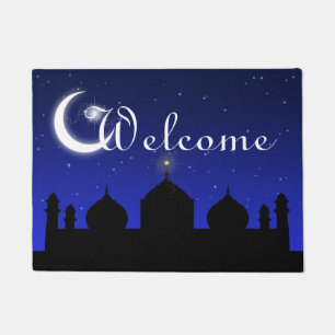 Paillasson Silhouette de la mosquée à la porte de bienvenue d