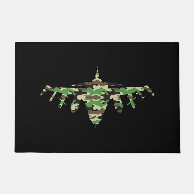 Paillasson Silhouette de l'avion de combat de camouflage Mili (Devant)