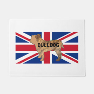 Paillasson silhouette de nom de bouledogue sur drapeau fauve