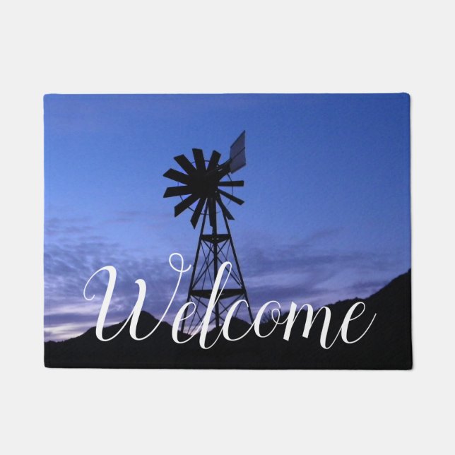 Paillasson Silhouette d'un moulin à vent (Devant)