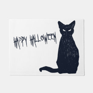Paillasson Silhouette effrayante de chat noir de Halloween