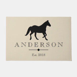 Paillasson Silhouette noire élégante de cheval personnali