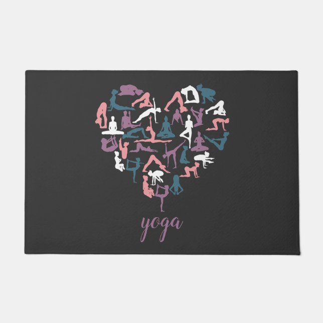 Paillasson Silhouettes d'amour du yoga (Devant)