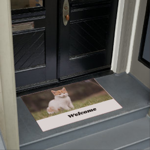 Paillasson Simple script mignon petit chat bienvenue