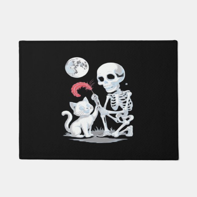 Paillasson Skeleton Chat Halloween drôle mignon Éffrayant ess (Devant)