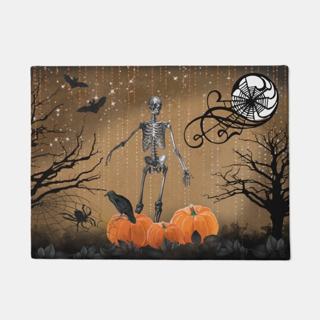 Paillasson Skeleton Citrouille d'Halloween (Devant)