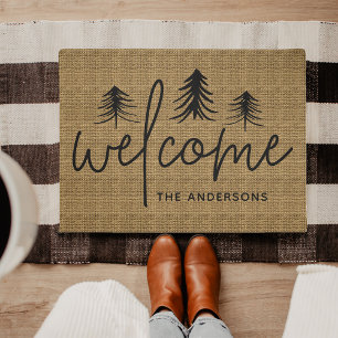 Paillasson Sketched Pines Personalized Welcome Doormat