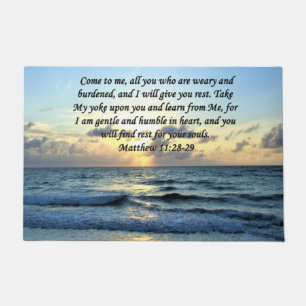 PAILLASSON SKIES BLEUS MATTHEW 11:28 DESIGN PHOTO DE LEVER
