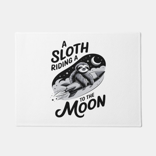 Paillasson Sloth Riding a Rocket to the Moon (Devant)
