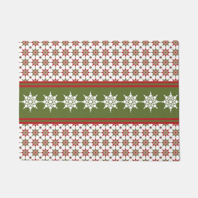 Paillasson Snowflake Motif hiver Thème Fête Noël (Devant)
