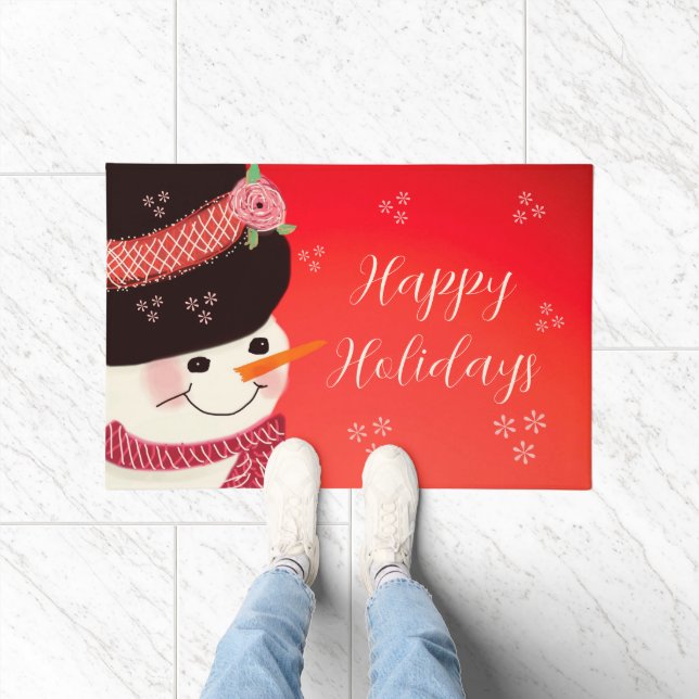 Paillasson Snowman Red Holiday Design (Intérieur)