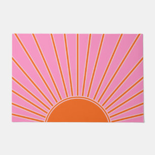 Paillasson Soleil Lever Rose Et Orange Vintage Boho Sunshine
