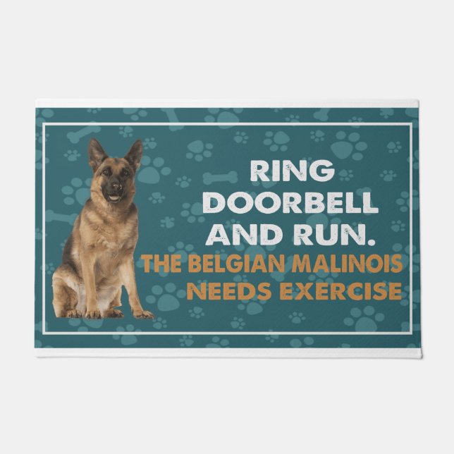 Paillasson Sonnerie De Porte Et Exécuter Les Malinois Belges  (Devant)