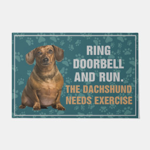 Paillasson Sonnez la porte et faites l'exercice Dachshund Nee