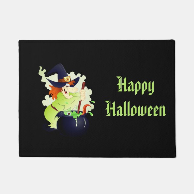 Paillasson Sorcière à mât de porte d'Halloween (Devant)