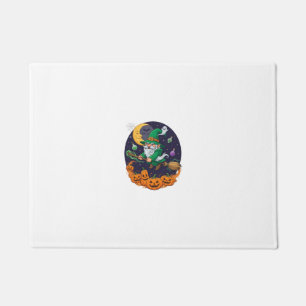 Paillasson Sorcière d'Halloween Gnome Balai Citrouilles Lune