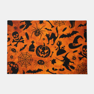 Paillasson Sorcière d'Halloween très Éffrayante, Chat noir, C