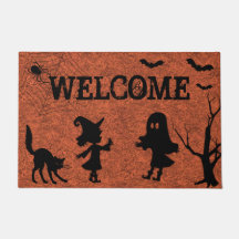 Spider Web Chat noir Halloween mat de porte