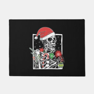 Paillasson Squelette de Noël Smiling Crâne Boire Café S