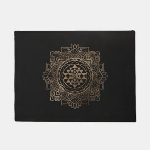 Paillasson Sri Yantra / Sri Chakra en lotus dorés