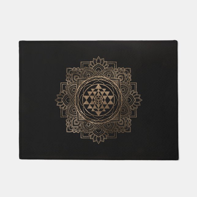 Paillasson Sri Yantra / Sri Chakra en lotus dorés (Devant)