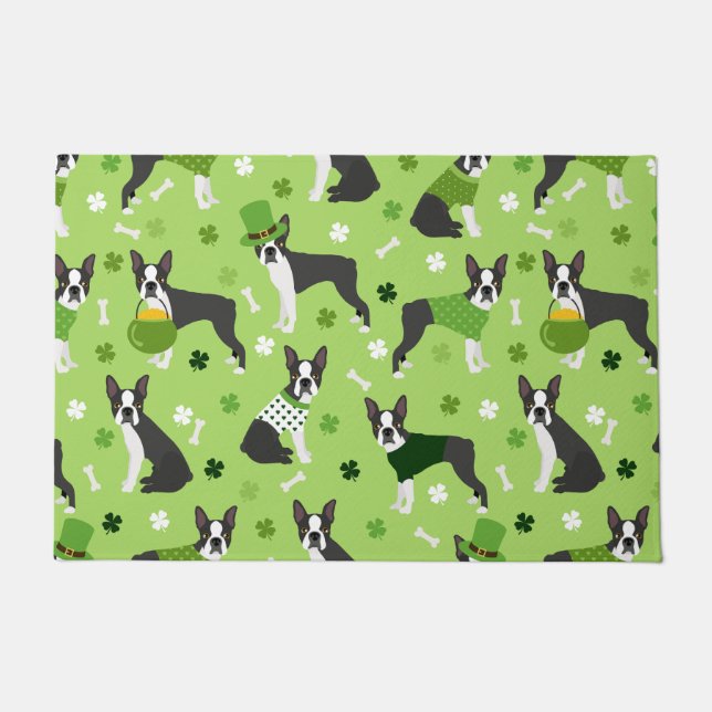 Paillasson St. Patrick's Day Boston Terrier (Devant)