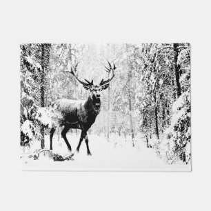 Paillasson Stade Deer Forêt d'hiver Faune Animal Nature Art