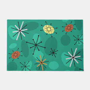 Paillasson Starbursts Spoutnik du milieu du siècle Turquoise