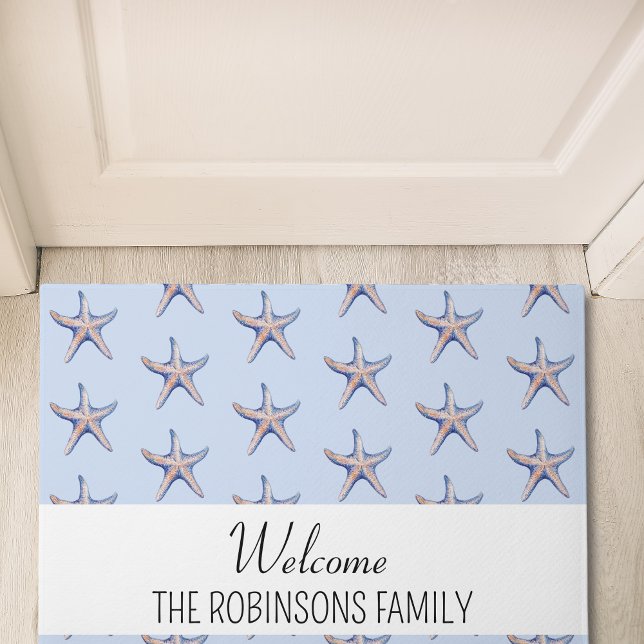 Paillasson Starfish Motif Beach House Nom de famille personna (Créateur téléchargé)
